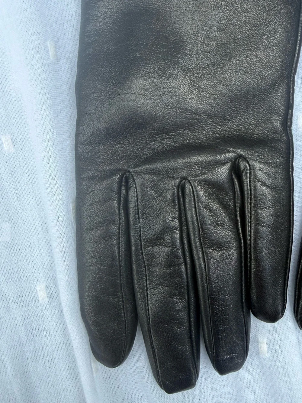 Vintage Beaded Cuff Genuine Leather Gloves Dark Brown Statement Accessories M